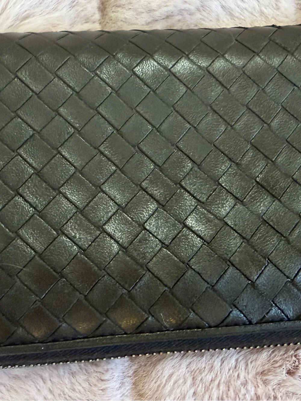 Bottega Veneta Brown Intrecciato Zip Wallet